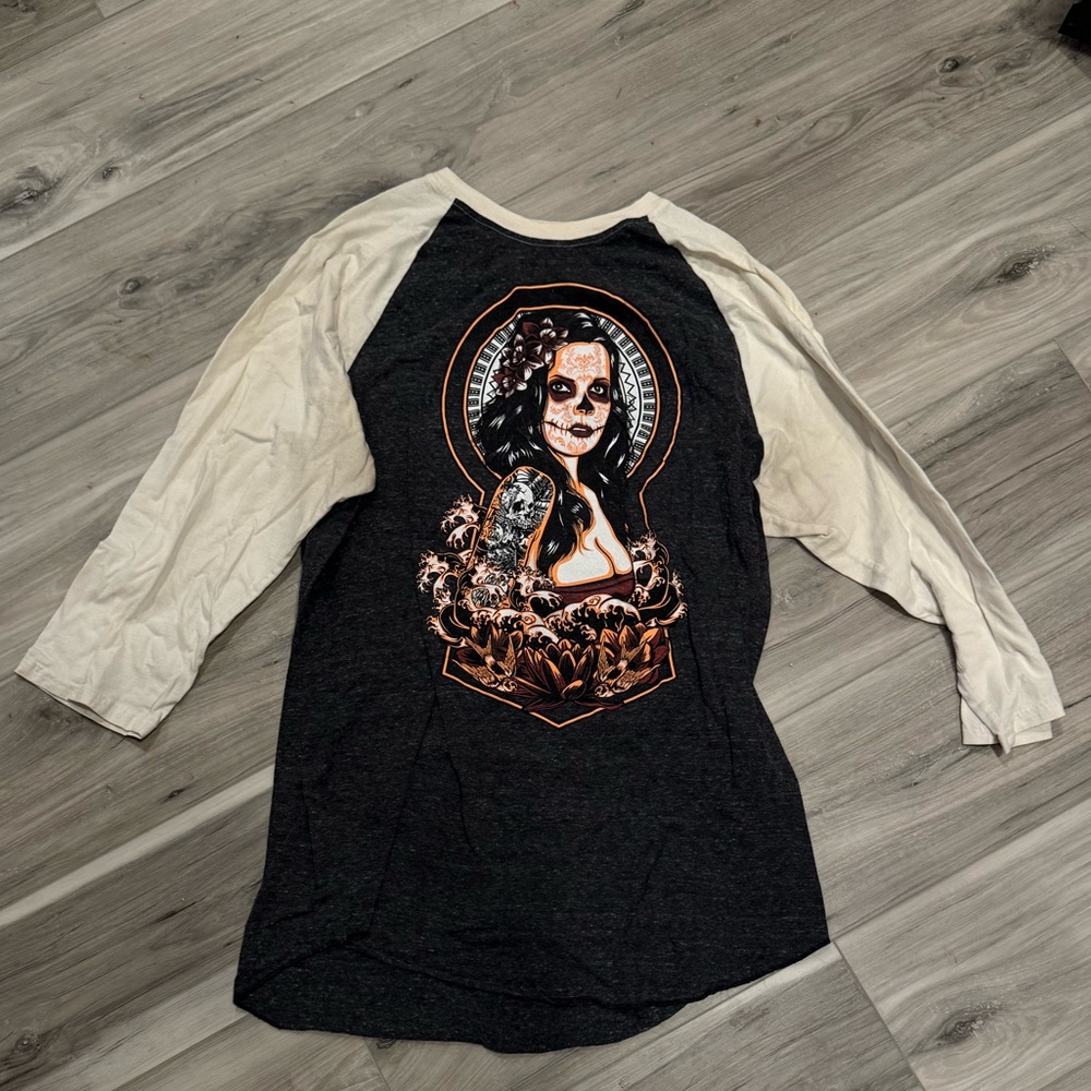 Men’s baseball Tee w/ day of the dead girl